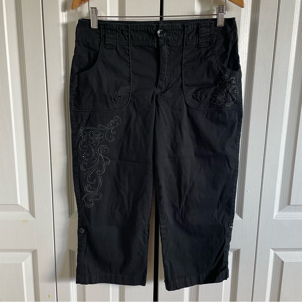 Gloria Vanderbilt Brooke Skimmer Capri Pants Women’s 8 Missy Beaded Embroidered - Picture 1 of 16
